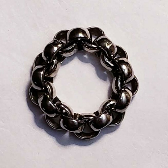 Vintage Silver Tone Chain Link Ring - Picture 2 of 7